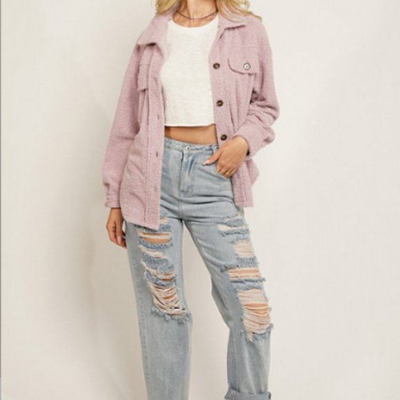 Teddy Button Up Sweater Jacket -Medium NWT - Picture 5 of 7